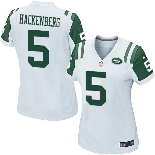 Nike Jets #5 Christian Hackenberg White Women's Stitched NFL Elite Jersey - Click Image to Close